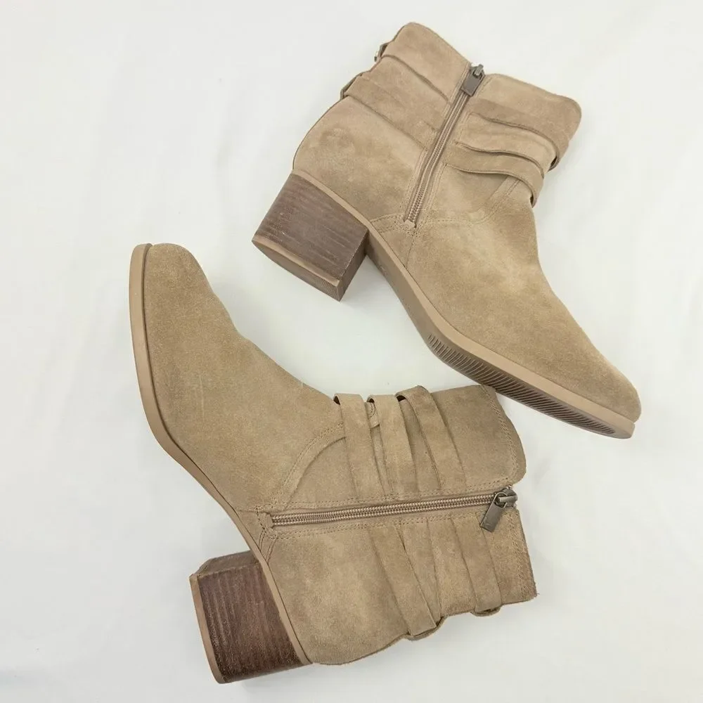 Kookaburra by UGG KENZ Taupe Suede Wrap Tassel Strap Heeled Ankle Boots